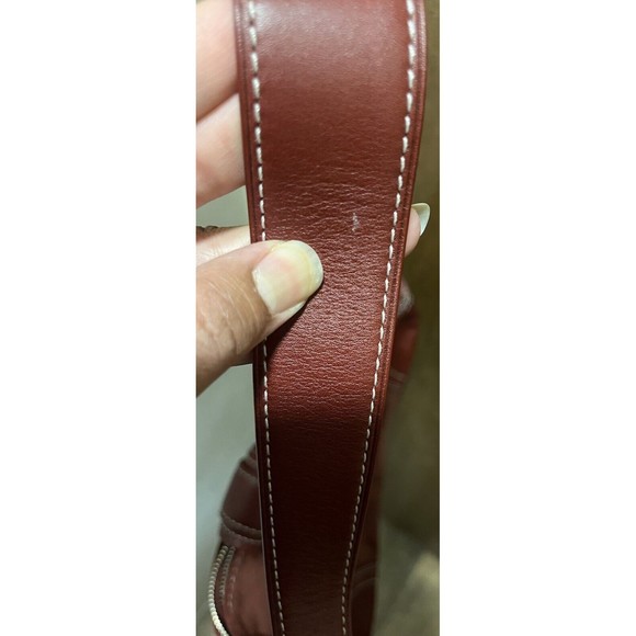 Coach Hamptons Suede Hobo Handbag Wine Burgundy Leather Trim - Picture 4 of 7